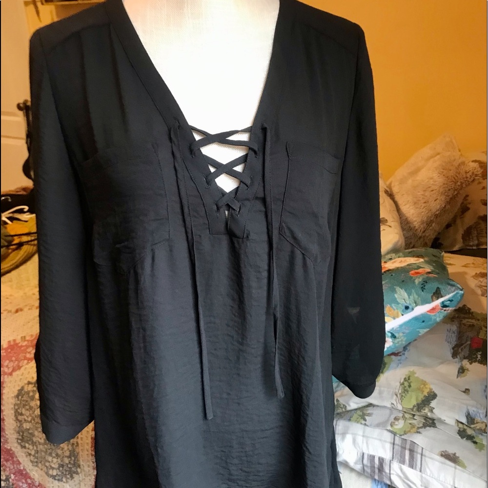 NWOT Maurices black long sleeve sheer top